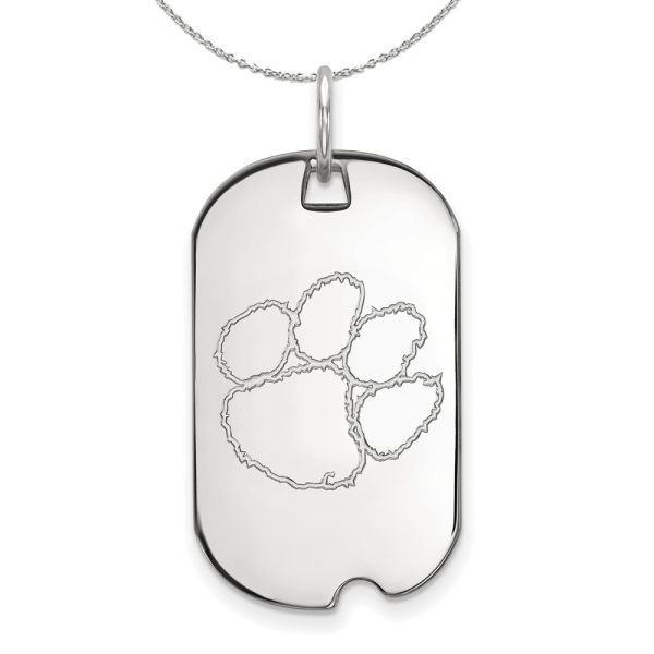 Sterling Silver Clemson U Dog Tag Pendant Necklace