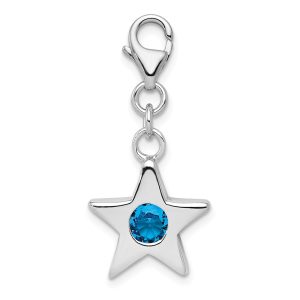 Sterling Silver December CZ Birthstone 13mm Star Clip-on Charm