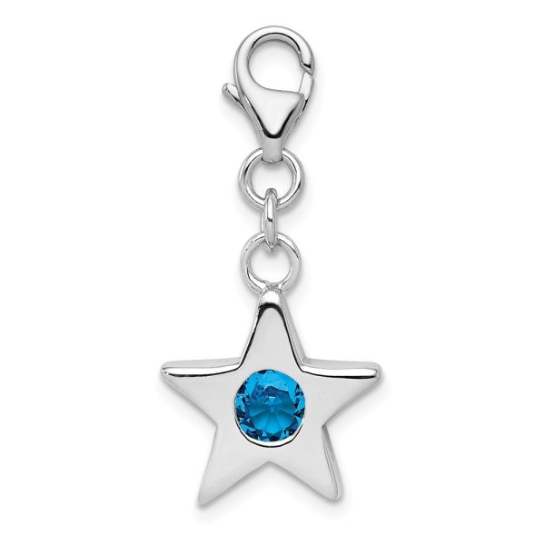 Sterling Silver December CZ Birthstone 13mm Star Clip-on Charm