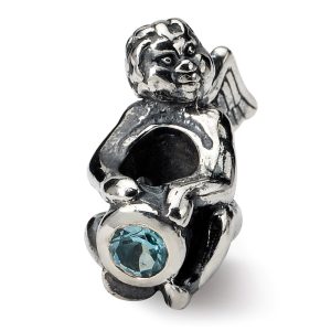 Sterling Silver December CZ Birthstone, Angel Bead Charm