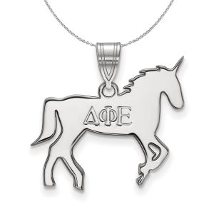 Sterling Silver Delta Phi Epsilon Medium Pendant Necklace