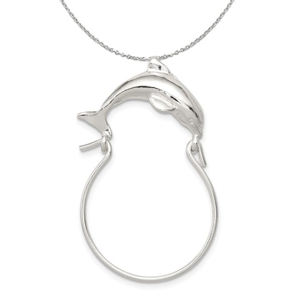 Sterling Silver Dolphin Charm Holder Necklace