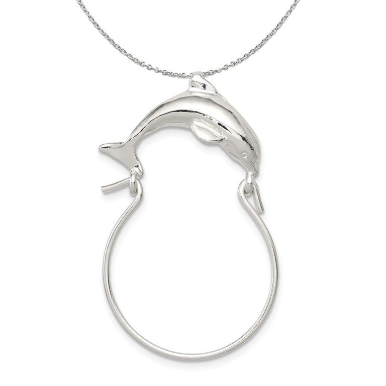 Sterling Silver Dolphin Charm Holder Necklace