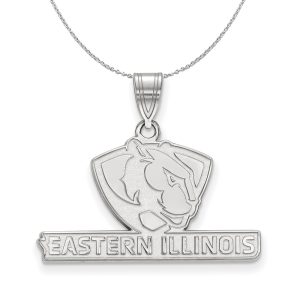 Sterling Silver Eastern Illinois U Medium Pendant Necklace