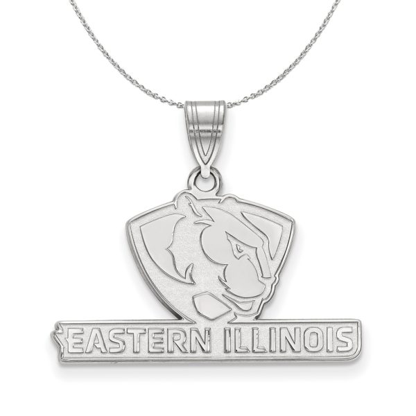 Sterling Silver Eastern Illinois U Medium Pendant Necklace