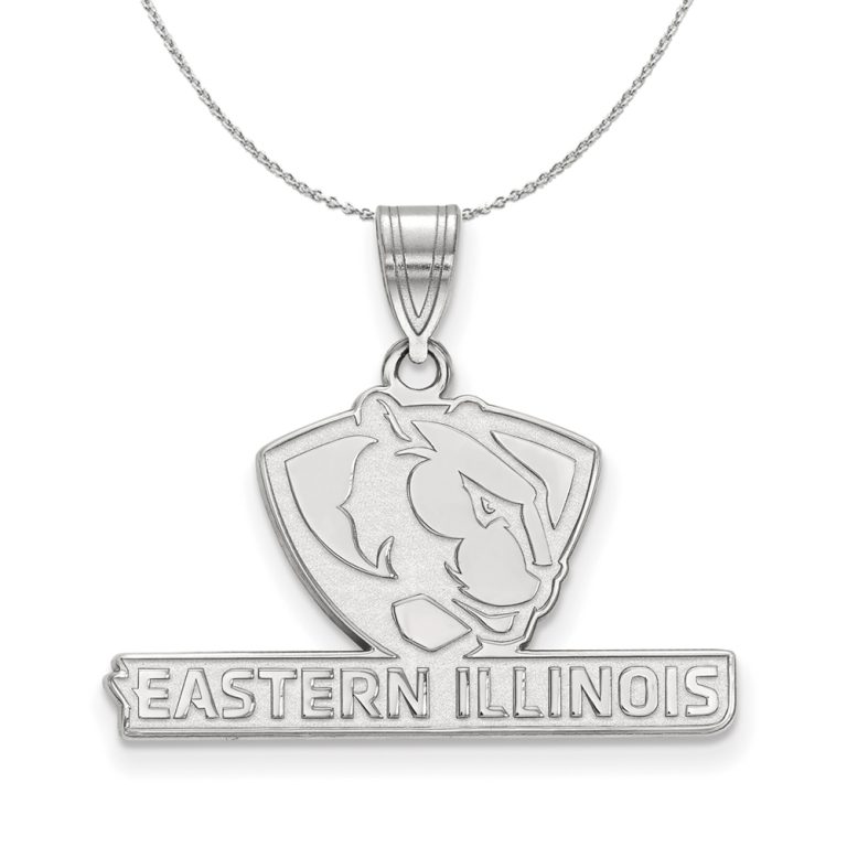 Sterling Silver Eastern Illinois U Medium Pendant Necklace