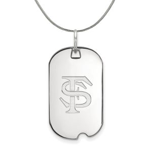 Sterling Silver Florida State Dog Tag Pendant Necklace