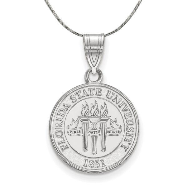 Sterling Silver Florida State Medium Crest Pendant Necklace