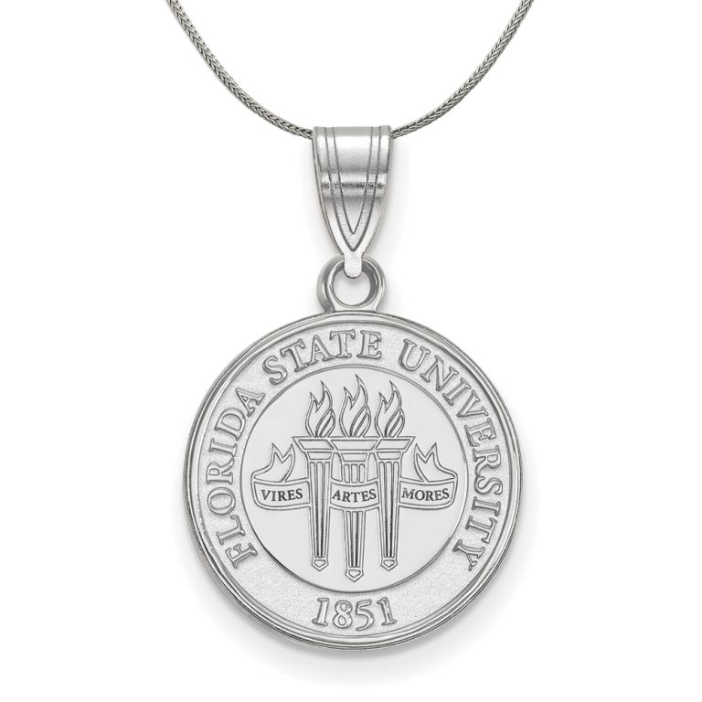 Sterling Silver Florida State Medium Crest Pendant Necklace