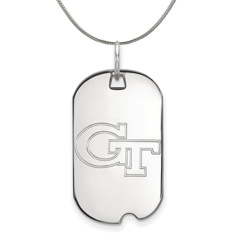 Sterling Silver Georgia Technology Dog Tag Pendant Necklace