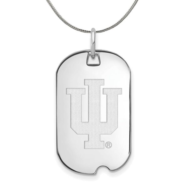 Sterling Silver Indiana U Dog Tag Pendant Necklace