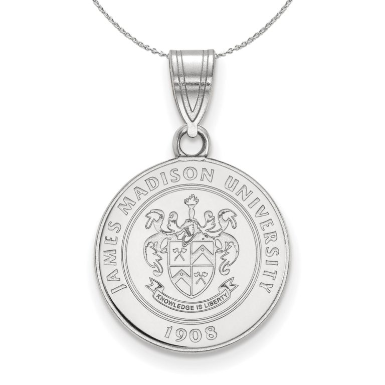 Sterling Silver James Madison U Medium Crest Pendant Necklace