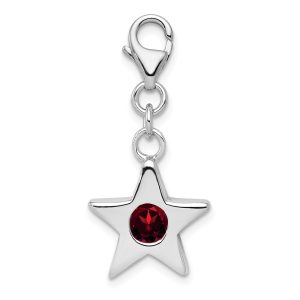 Sterling Silver January CZ Birthstone 13mm Star Clip-on Charm