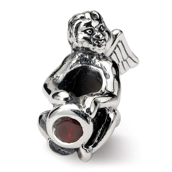 Sterling Silver January CZ Birthstone, Angel Bead Charm