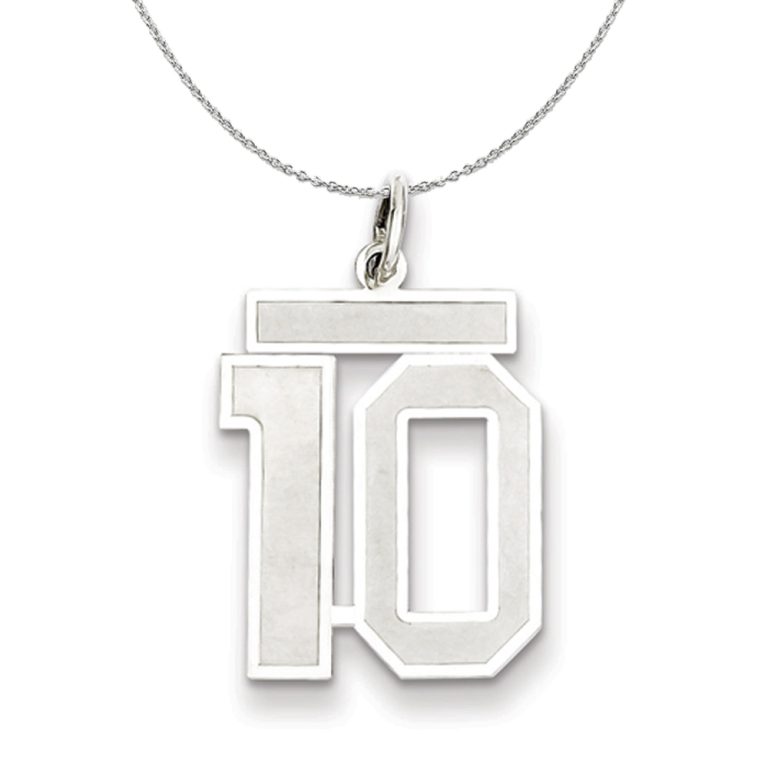 Sterling Silver, Jersey Collection, Medium Number 10 Necklace