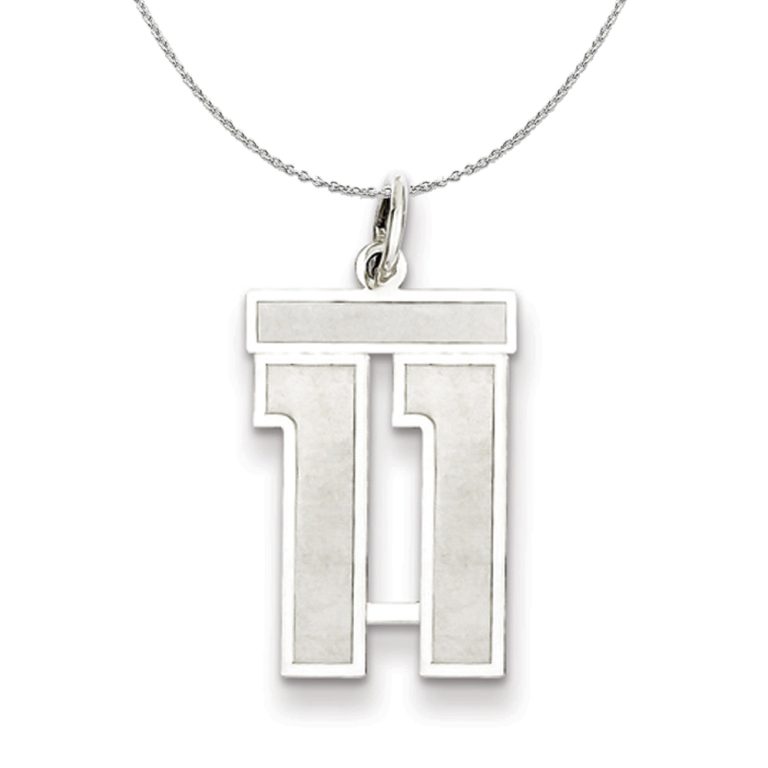 Sterling Silver, Jersey Collection, Medium Number 11 Necklace