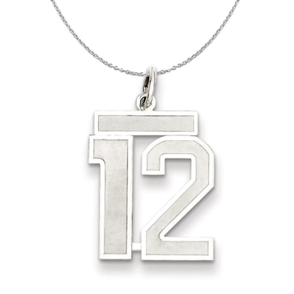 Sterling Silver, Jersey Collection, Medium Number 12 Necklace