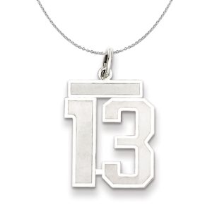 Sterling Silver, Jersey Collection, Medium Number 13 Necklace