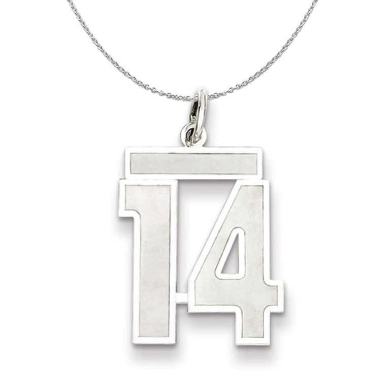 Sterling Silver, Jersey Collection, Medium Number 14 Necklace