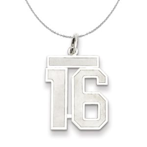 Sterling Silver, Jersey Collection, Medium Number 16 Necklace