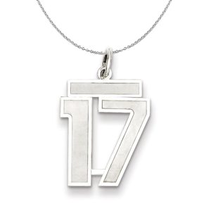 Sterling Silver, Jersey Collection, Medium Number 17 Necklace