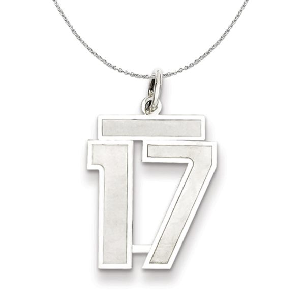 Sterling Silver, Jersey Collection, Medium Number 17 Necklace