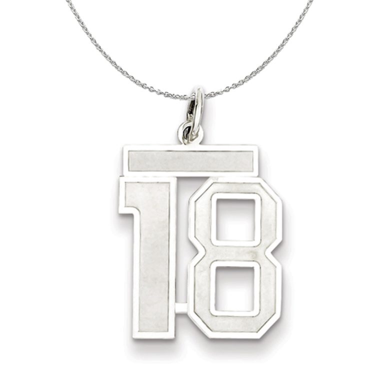 Sterling Silver, Jersey Collection, Medium Number 18 Necklace