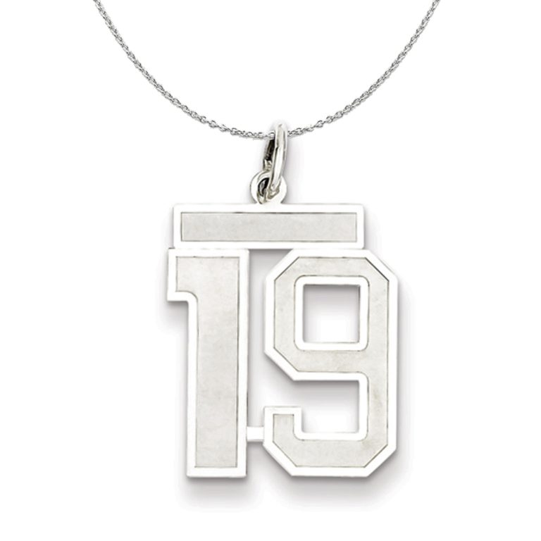 Sterling Silver, Jersey Collection, Medium Number 19 Necklace