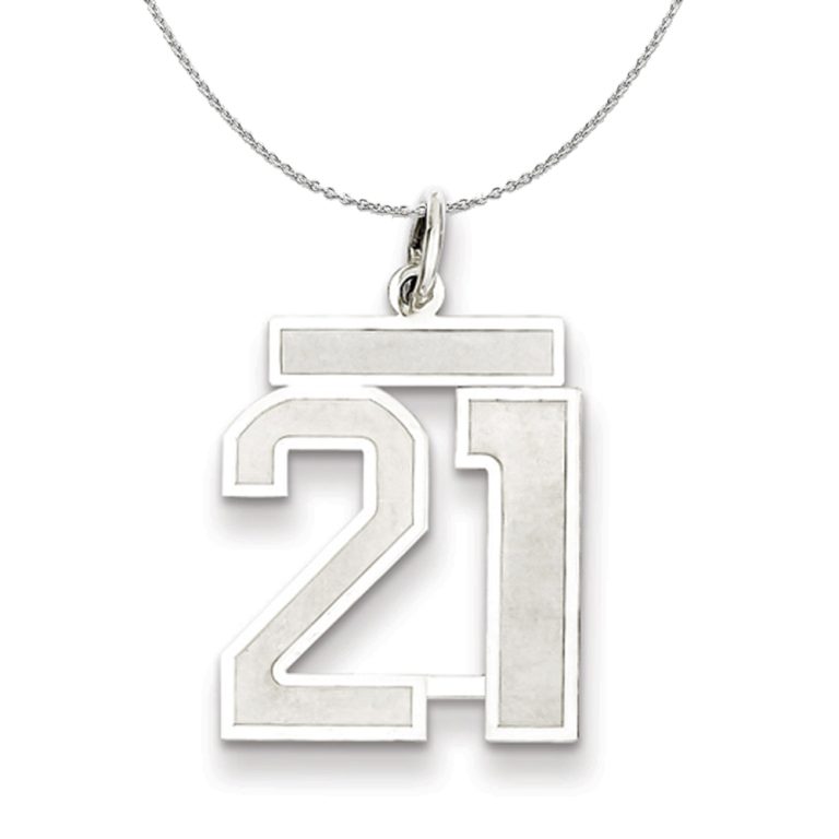 Sterling Silver, Jersey Collection, Medium Number 21 Necklace