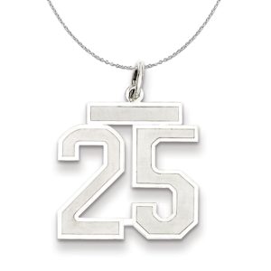 Sterling Silver, Jersey Collection, Medium Number 25 Necklace