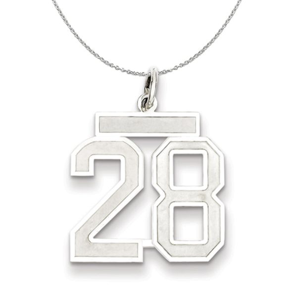 Sterling Silver, Jersey Collection, Medium Number 28 Necklace