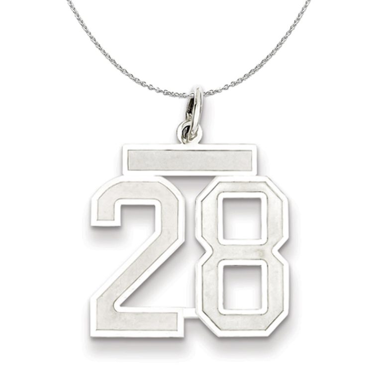 Sterling Silver, Jersey Collection, Medium Number 28 Necklace