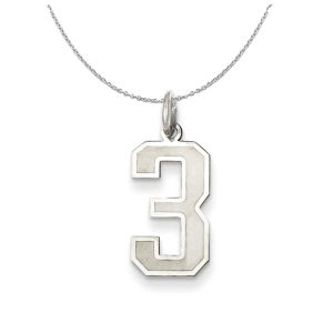 Sterling Silver, Jersey Collection, Medium Number 3 Necklace