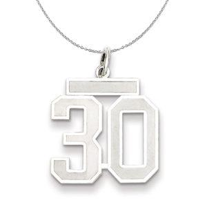 Sterling Silver, Jersey Collection, Medium Number 30 Necklace