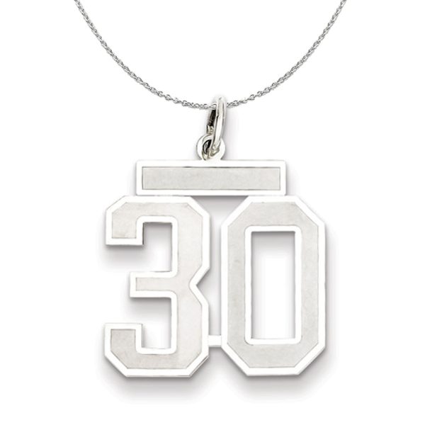 Sterling Silver, Jersey Collection, Medium Number 30 Necklace