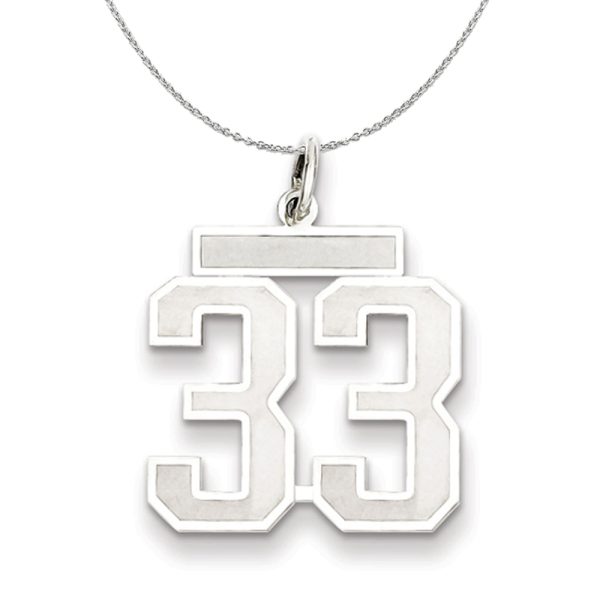 Sterling Silver, Jersey Collection, Medium Number 33 Necklace