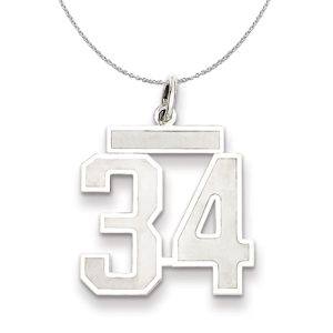 Sterling Silver, Jersey Collection, Medium Number 34 Necklace