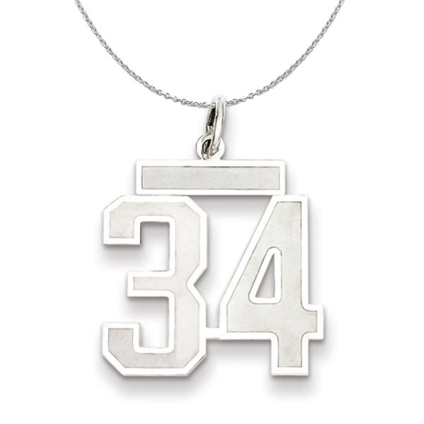 Sterling Silver, Jersey Collection, Medium Number 34 Necklace