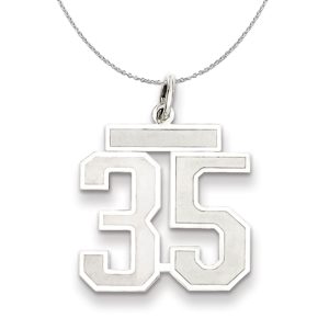 Sterling Silver, Jersey Collection, Medium Number 35 Necklace