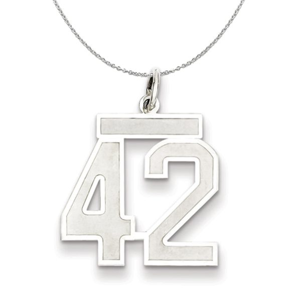 Sterling Silver, Jersey Collection, Medium Number 42 Necklace