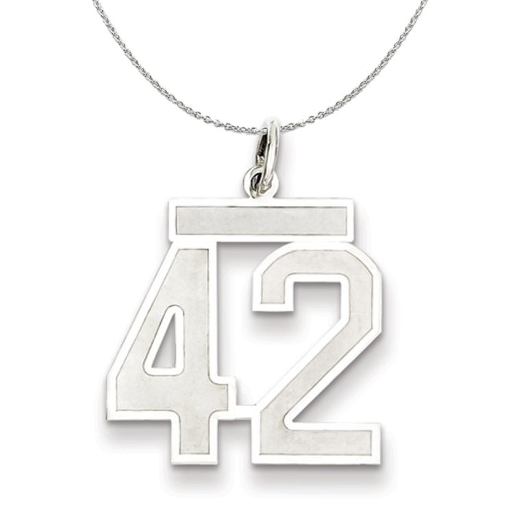 Sterling Silver, Jersey Collection, Medium Number 42 Necklace