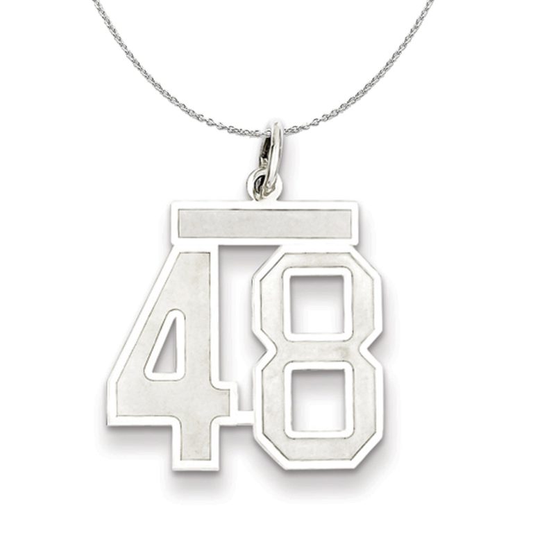 Sterling Silver, Jersey Collection, Medium Number 48 Necklace