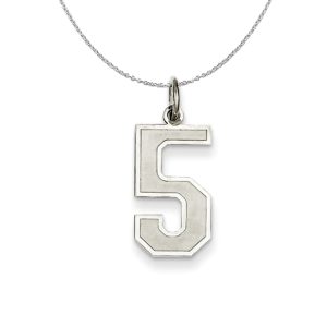 Sterling Silver, Jersey Collection, Medium Number 5 Necklace