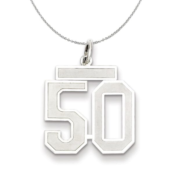 Sterling Silver, Jersey Collection, Medium Number 50 Necklace