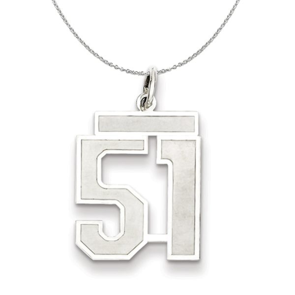 Sterling Silver, Jersey Collection, Medium Number 51 Necklace