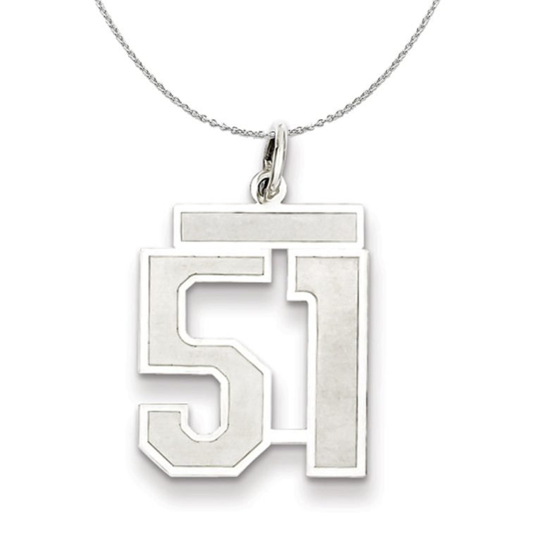 Sterling Silver, Jersey Collection, Medium Number 51 Necklace