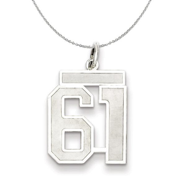 Sterling Silver, Jersey Collection, Medium Number 61 Necklace