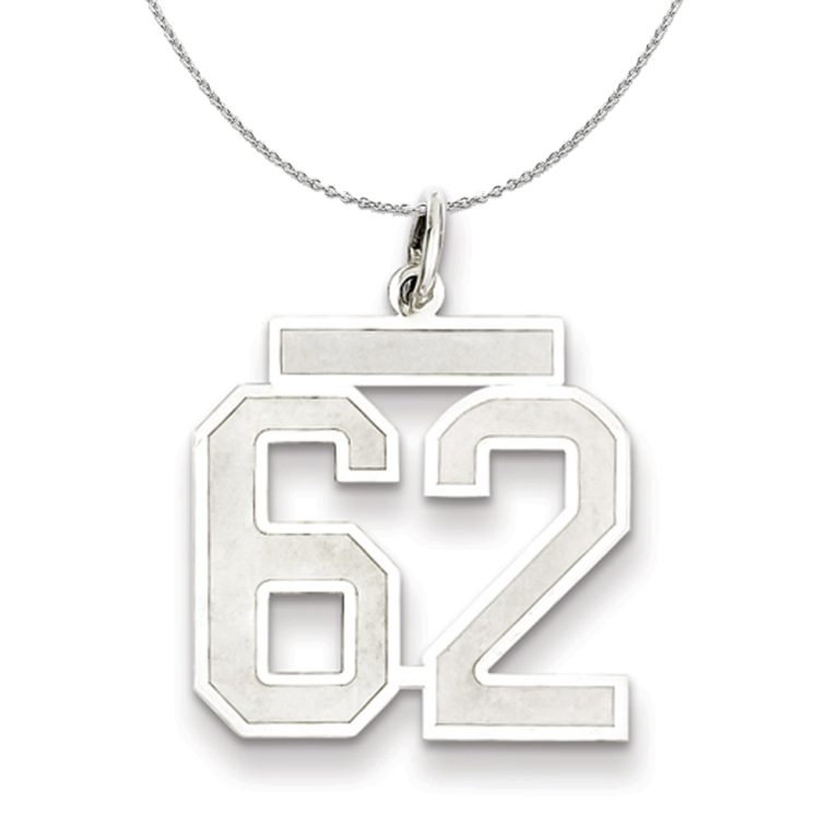 Sterling Silver, Jersey Collection, Medium Number 62 Necklace