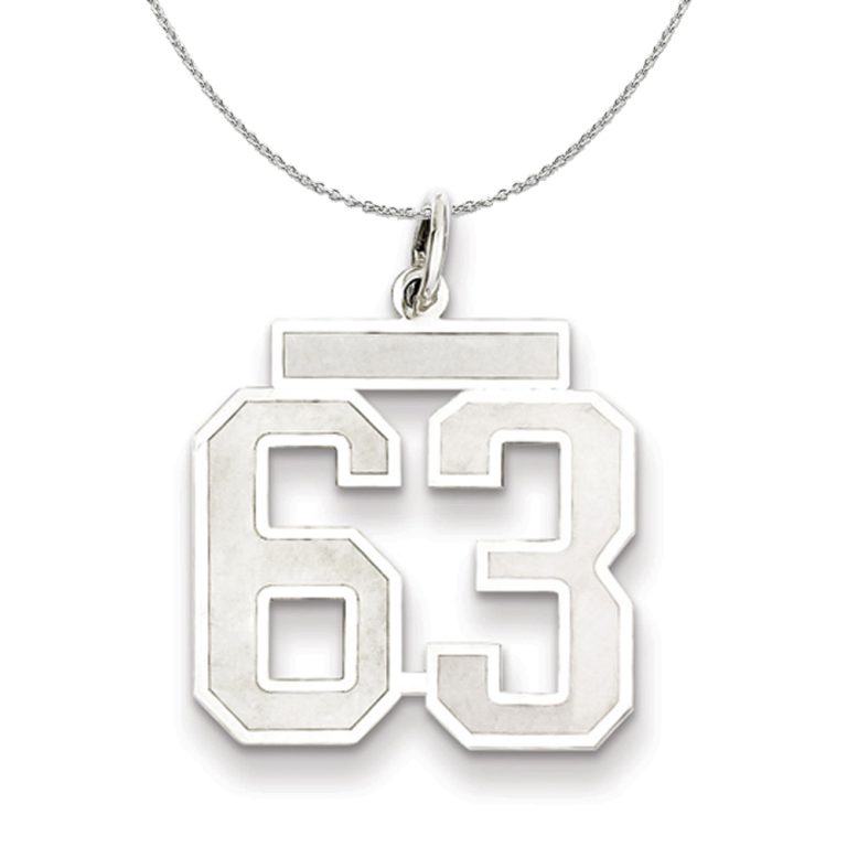 Sterling Silver, Jersey Collection, Medium Number 63 Necklace