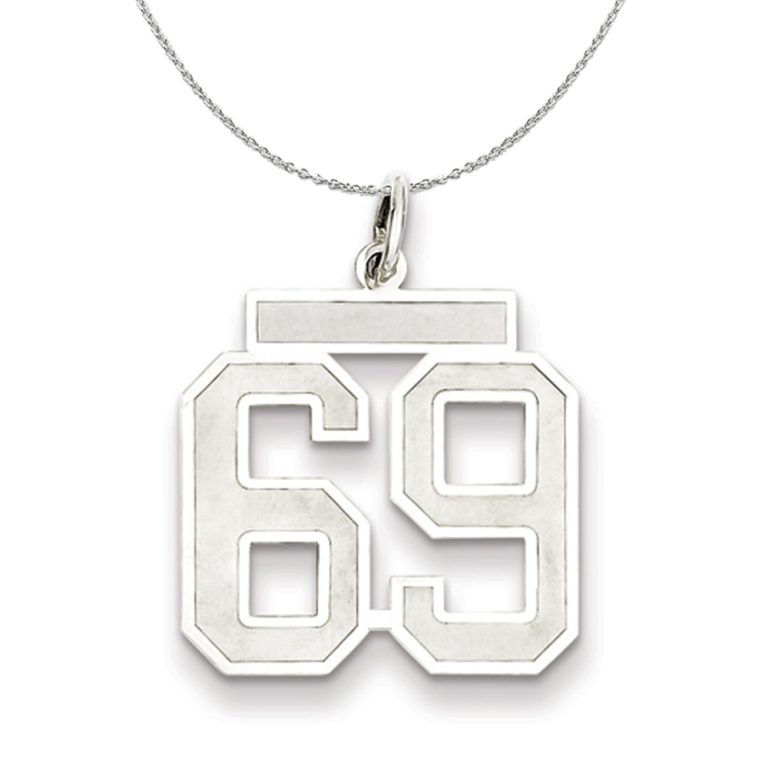 Sterling Silver, Jersey Collection, Medium Number 69 Necklace